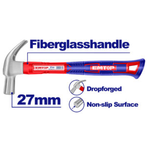Martillo Carpintero Cabo De Fibra Y Tpr 27 Mm Emtop Ehamch2701