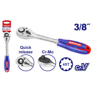 Llave Criquet 3/8Pul Industrial Cr-V Y Cr-Mo Mango Tpr Emtop Erwh0381