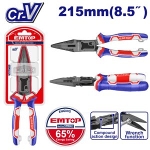 Pinza De Punta 215Mm Cr-V Heavyduty Accion Compuesta Emtop Eplrcl0851