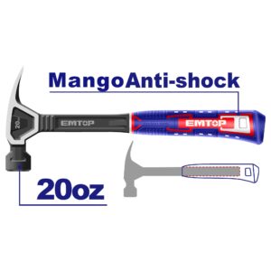 Martillo Techista Forjado 20Oz/560Gr Cabo Acero Iman P/Clavo Emtop Ehamch2020