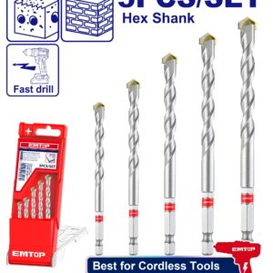 Set 5 Mechas De Widia Hex 4-10Mm Emtop Ecdb6055